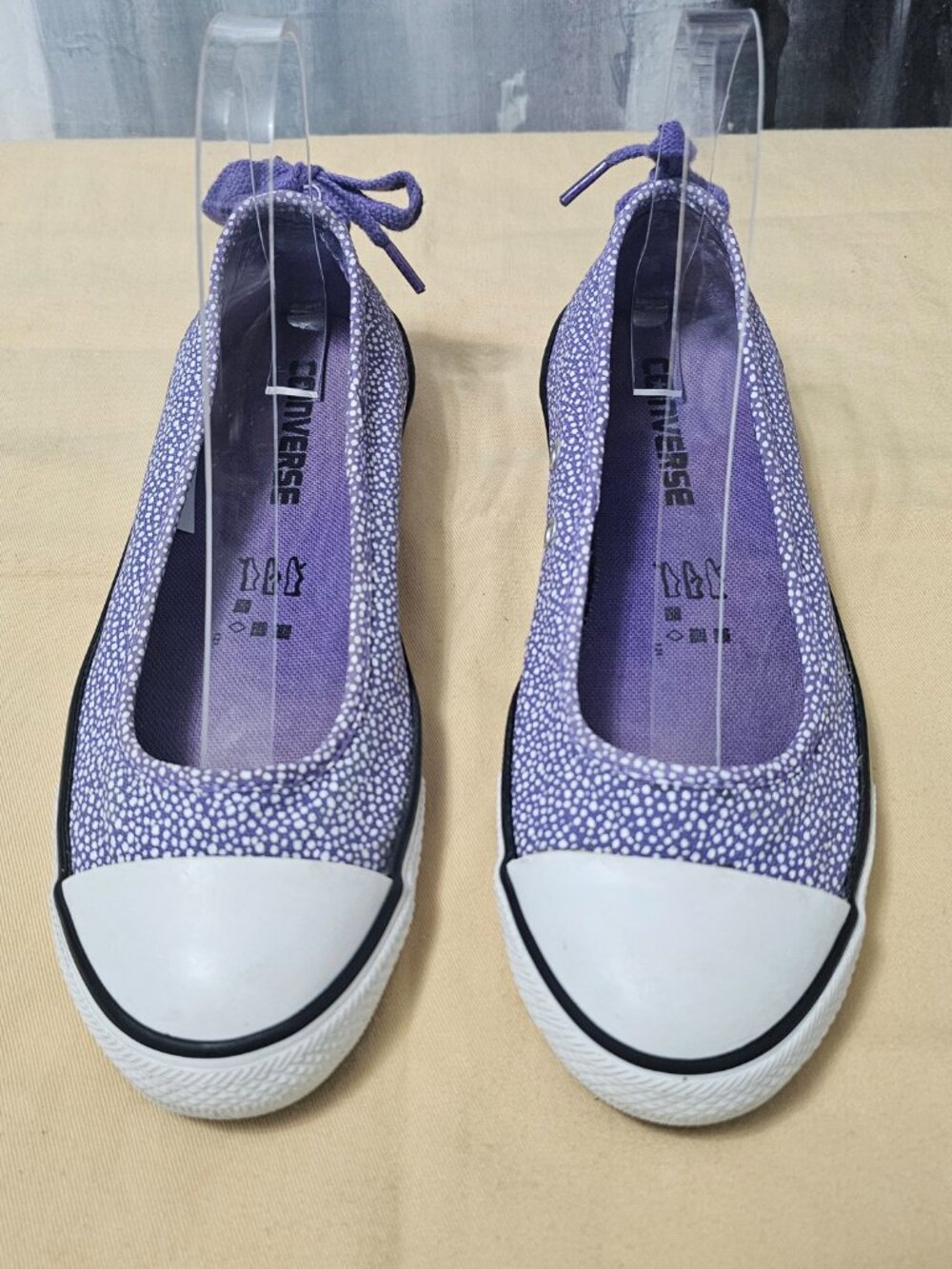 Converse All Star Purple White Polka Dots Ballet Slip-On Sneakers Women's Sz 6 - Picture 5 of 8